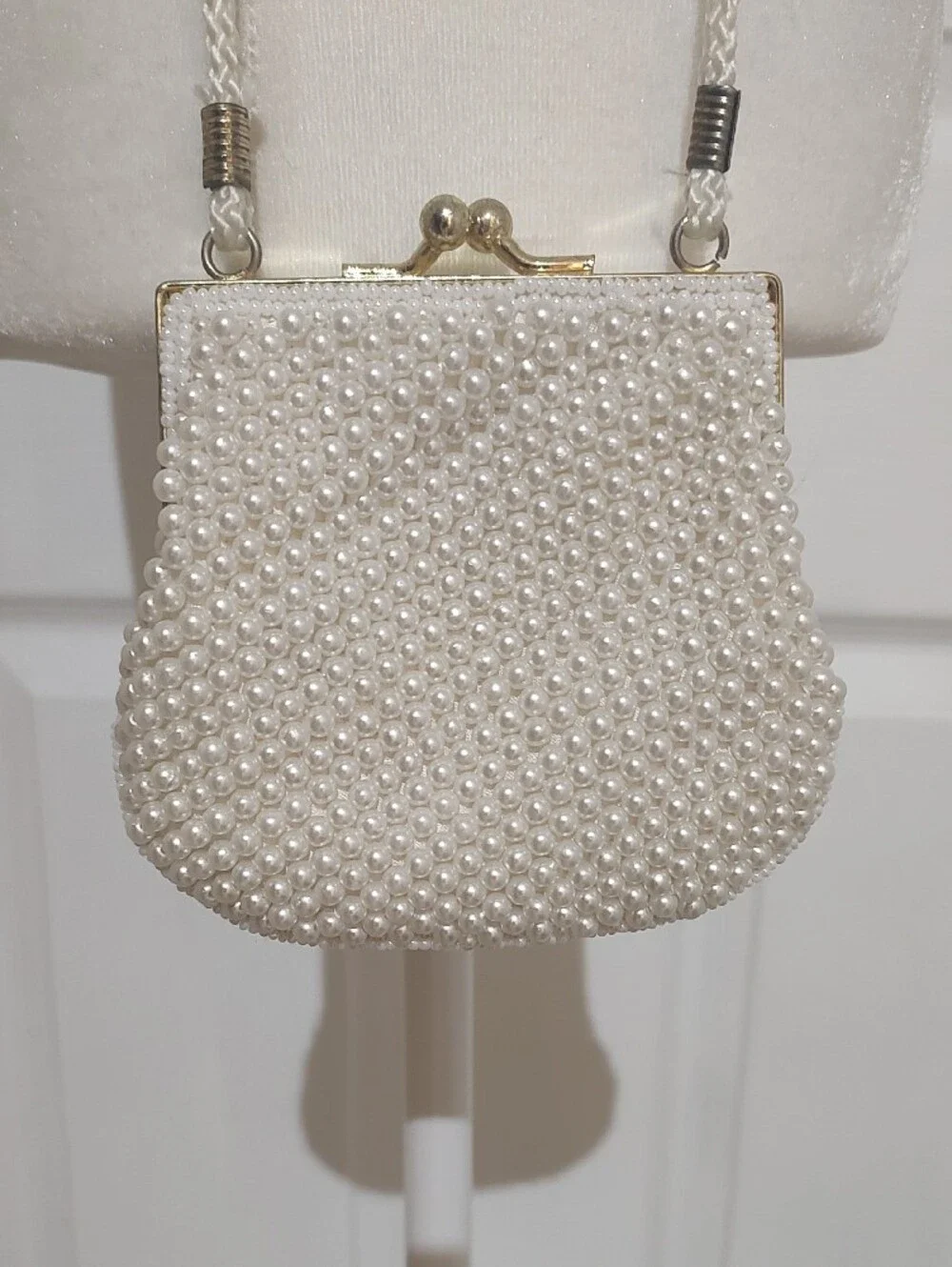 Pearl Beaded Evening Bag - White